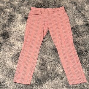 GAP Pink Plaid Signature Skinny Ankle Pants